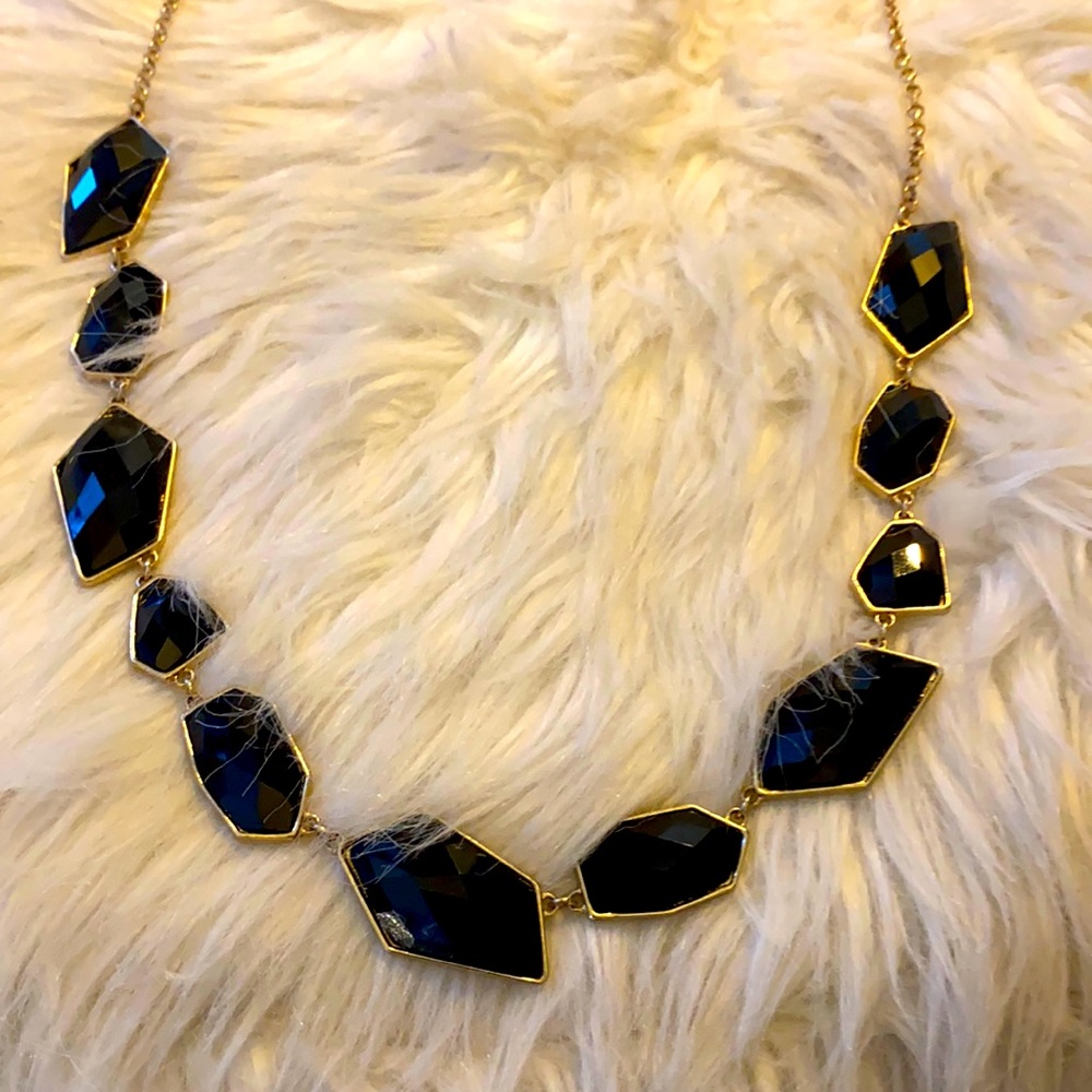 Long Black Faceted Jeweled necklace